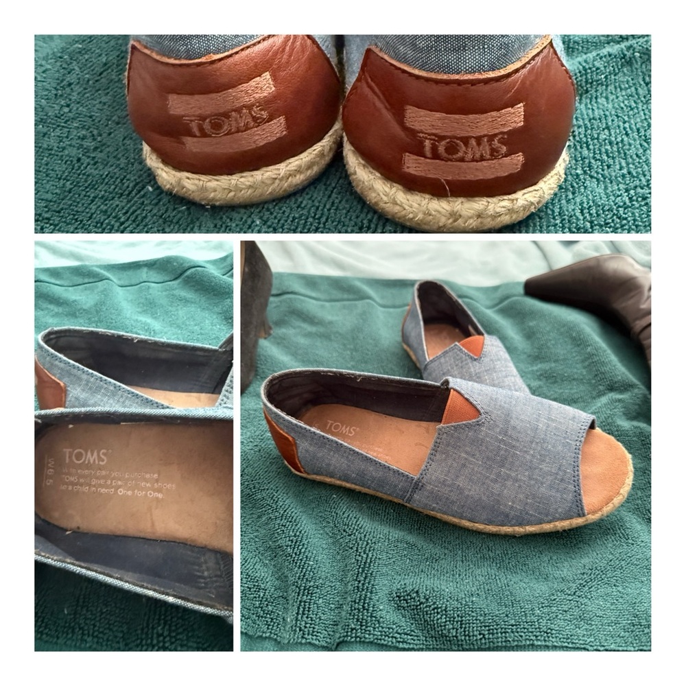 TOMS Denim and Leather Espadrilles